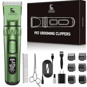 VOVO 3-Speed Cordless Dog Hair Clippers - Professional Grooming Kit with 33-Tooth Titanium Blade