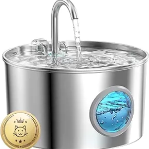 Cat Water Fountain Stainless Steel 74oz - Quiet Pet Water Dispenser with 4-Stage Filter