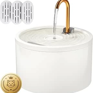 DOOOB Ceramic Cat Water Fountain 2.1L - Ultra-Quiet Pet Water Dispenser with 3 Filters
