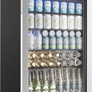 EUHOMY 4.5 Cu.ft Beverage Refrigerator - 145 Can Mini Fridge with Glass Door