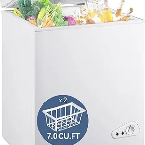 7.0 Cu Ft Chest Freezer - Energy Efficient & Quiet Deep Freezer for Home & Garage