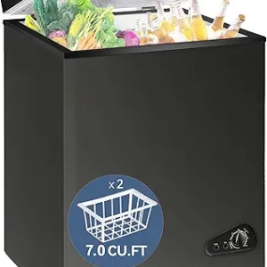 7.0 Cu Ft Energy Efficient Chest Freezer - Quiet Deep Freezer with Adjustable Thermostat