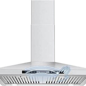 30 Inch Wall Mount Range Hood - Stainless Steel Chimney Style with Touch Control