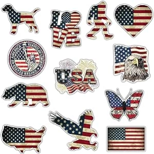 12 Pack American Flag 4th of July Fridge Magnets - Patriotic Decor & Party Supplies