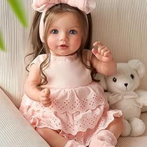 BABESIDE Reborn Baby Doll Dara 20 Inch - Realistic Newborn Girl with Brown Hair & Accessories
