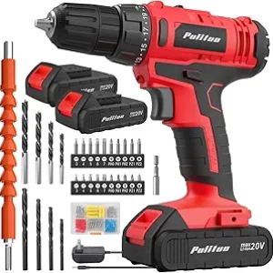 PULITUO 20V Cordless Drill Driver with 2 Batteries - 30Nm Power Drill Kit for Home