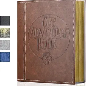 Large Leather Adventure Photo Album 13x11.5" | DIY Magnetic Scrapbook for Couples & Travel Memories
