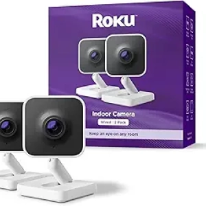 Roku Indoor Camera 2-Pack 1080p HD - Smart Pet Monitor & Home Security with Night Vision