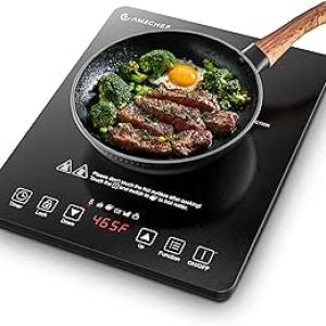 AMZCHEF 1800W Portable Induction Cooktop - 20 Power Levels & Timer