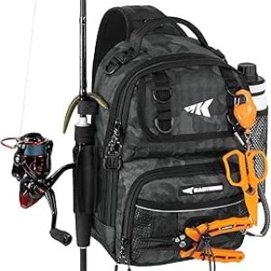 KastKing BaitSpace Fishing Sling Bag - Tackle Backpack with Rod & Beverage Holder