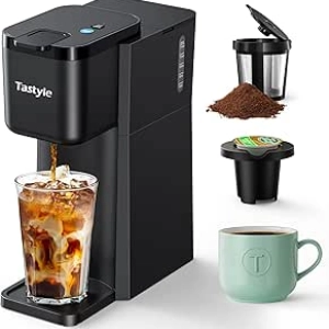 Mini Single Serve Coffee Maker for K-Cup & Ground Coffee - Portable Hot & Iced Brewer
