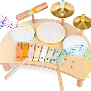 Kids Drum Set for Toddlers 1-3 | Wooden Montessori Musical Instruments