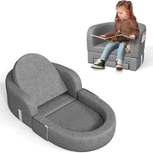 Cowiewie 2-in-1 Toddler Travel Bed & Sofa Chair - Portable Foldable Kids Bed