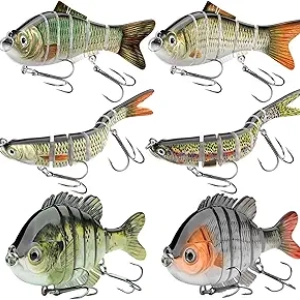 Realistic Jointed Swimbait Fishing Lures for Bass, Trout & Saltwater - 6 Pack