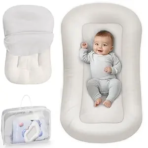 Baby Lounger for Newborns 0-24 Months | Certified Safe Infant Nest with Washable Cotton Cover
