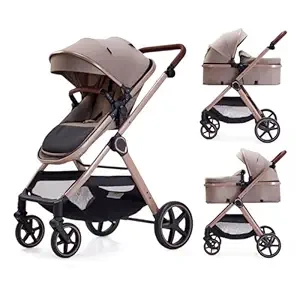 2 in 1 Baby Stroller Convertible Pram | Newborn to 36 Months | Beige