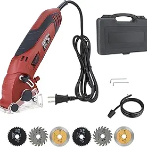 400W Corded Mini Circular Saw 110V - 6 Blades, ½" Cutting Depth, Compact Handheld