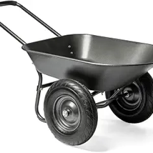 XtremepowerUS 330 LBS Dual-Wheel Garden Cart | 5 cu/ft Metal Wheelbarrow w/ Flat-Free 16" Tires