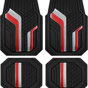 Skechers Heavy Duty Rubber Car Floor Mats - All Weather Universal Fit Red