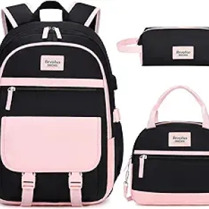 Girls Backpack with Lunch Box & USB Charging Port - School Backpack for Teens