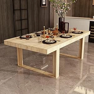86.6" Dining Table for 8-10 People - Modern Wooden Kitchen Table