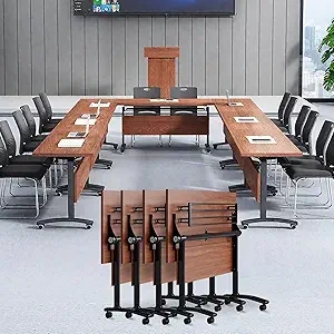 47.2in Folding Conference Table with Wheels - Mobile Nesting Training Table 4 Pack