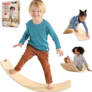Fisher-Price Montessori Wooden Balance Board - AMS Certified Rocker Toy