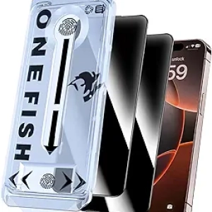 OneFish Privacy Screen Protector iPhone 15 Pro Max - 28° Anti-Spy Tempered Glass 9H