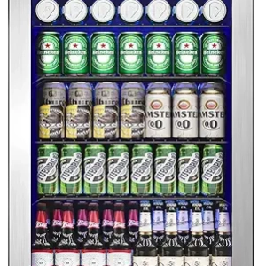 4.5 Cu.Ft Beverage Refrigerator with Glass Door - 145 Can Mini Fridge for Home Bar