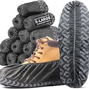 X-Large Non-Slip Shoe Covers 50 Pack - Disposable Boot Covers Size 13