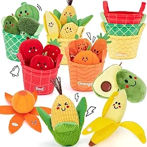 Baby Sensory Toys 16 PCS Fruit & Vegetable Set - Montessori Learning for 6-12 Months