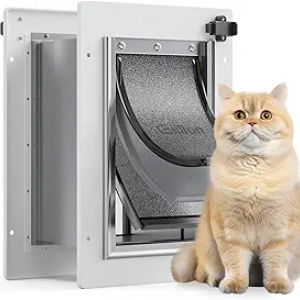 Small Cat Door for Wall | 3-Flap Pet Door for Exterior Walls Up to 15 Lb
