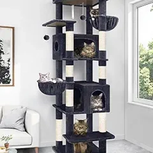 Globlazer 74in Heavy Duty Cat Tree for Large Cats - Sturdy Tower with 7 Sisal Posts & Condos