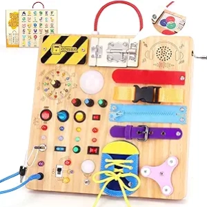 23 in 1 Montessori Busy Board for Toddlers 1-3 Years | LED Lights & Educational Toys