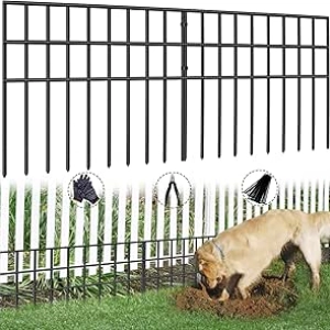 14ft No Dig Dog Fence - 10 Panel Animal Barrier, Rustproof Garden Edging for Yard