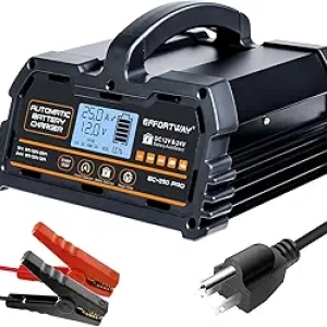 25A Smart Battery Charger 12V/24V - Lead Acid & LiFePO4 Maintainer with LCD Display