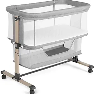 Cowiewie Bedside Bassinet - Adjustable Portable Baby Sleeper with Breathable Mesh