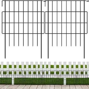 Animal Barrier Fence 17in No Dig Garden Fence - 10 Pack Rustproof Metal Border Panels