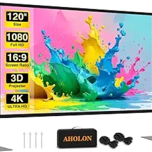 120 Inch Outdoor Projector Screen with Stand - Portable 4K HD Movie Screen