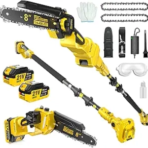 2-in-1 Electric Pole Saw & Chainsaw Combo - 1000W Brushless, 15.58 FT Reach