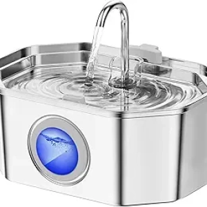 APAUK 3.2L Stainless Steel Automatic Cat Water Fountain with LED Light & Filter