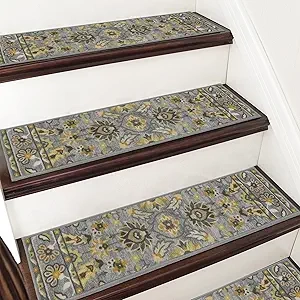 Non-Slip Stair Treads 8x30 - Washable Carpet Stair Runner for Wooden Steps (4pcs)