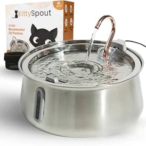 Stainless Steel Automatic Cat Water Fountain 4L - Ultra-Quiet, Dishwasher Safe