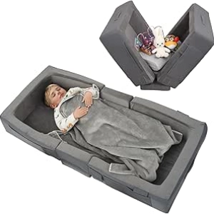 ENITYA Portable Toddler Travel Bed - Foldable Foam Floor Bed for Kids 1-4 Years