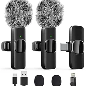 Professional Wireless Lavalier Microphone for iPhone - 2 Pack with Noise Reduction