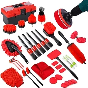35Pcs Professional Car Detailing Kit with Windshield Cleaner & Drill Attachments