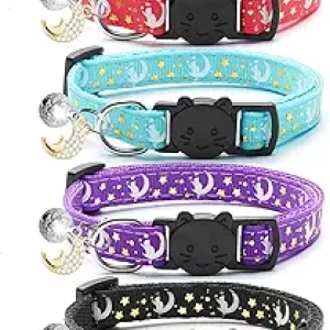 Glow in The Dark Cat Collars with Bell - 4 Pack Breakaway Kitten Collars
