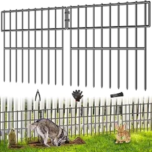 39.5ft No Dig Dog Fence - 28 Panel Metal Animal Barrier for Yard & Garden