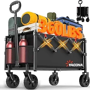 Heavy Duty Foldable Wagon Cart 360LBS Capacity - Lightweight Portable Grocery & Utility Cart with All-Terrain Wheels