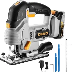 DEKOPRO 20V Cordless Jigsaw - Variable Speed Electric Saw with LED Light & Bevel Cuts
